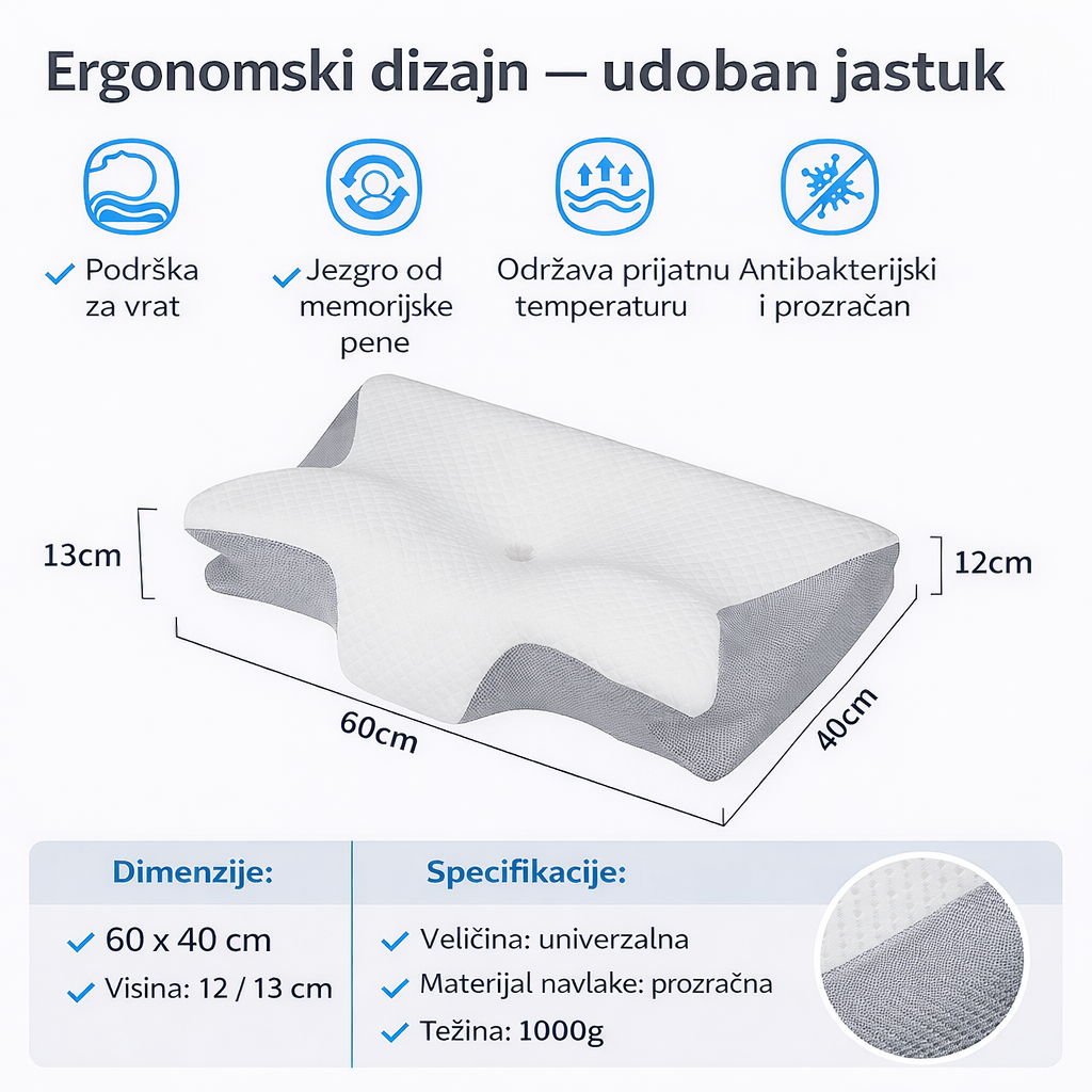 Cervikalni Jastuk od Memorijske Pene Kupljeno
